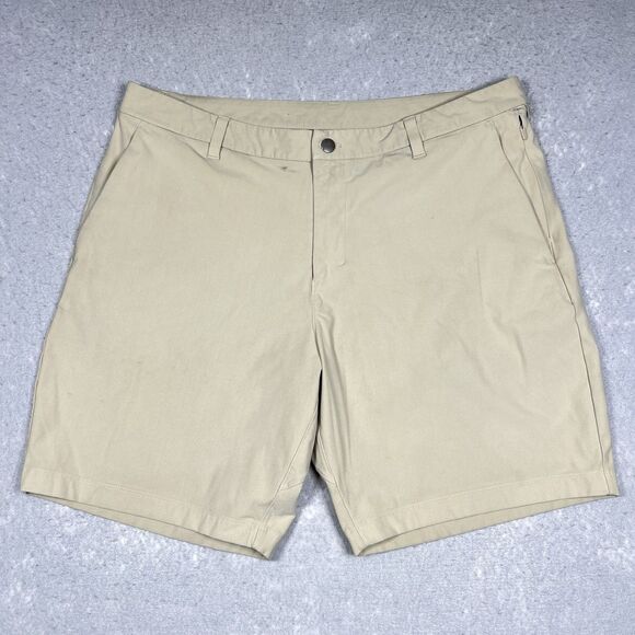Lululemon Commission Shorts Size 38 Tan Flat Front Chino 9" Inseam Khaki - Picture 1 of 12